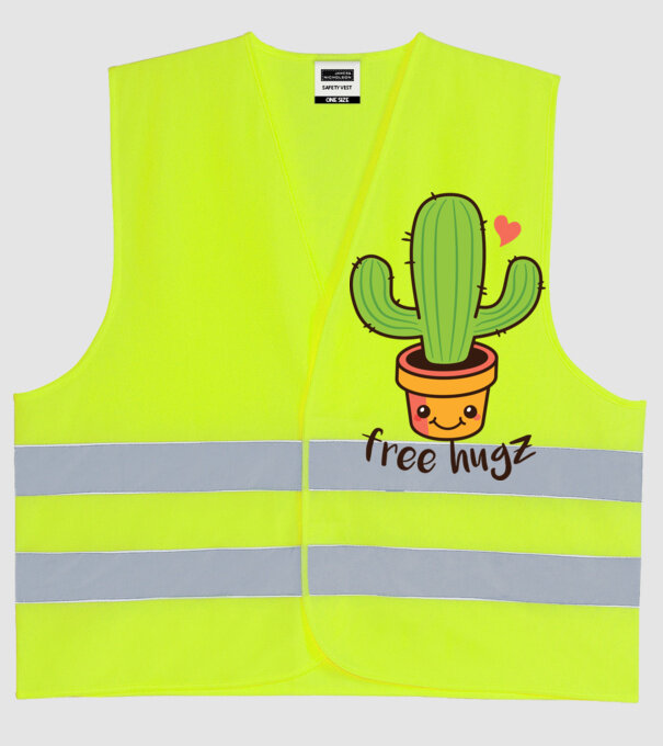 Free Hugz tricou amuzant Cactus model galben neon pe tricou