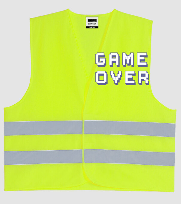 Game Over model galben neon pe tricou