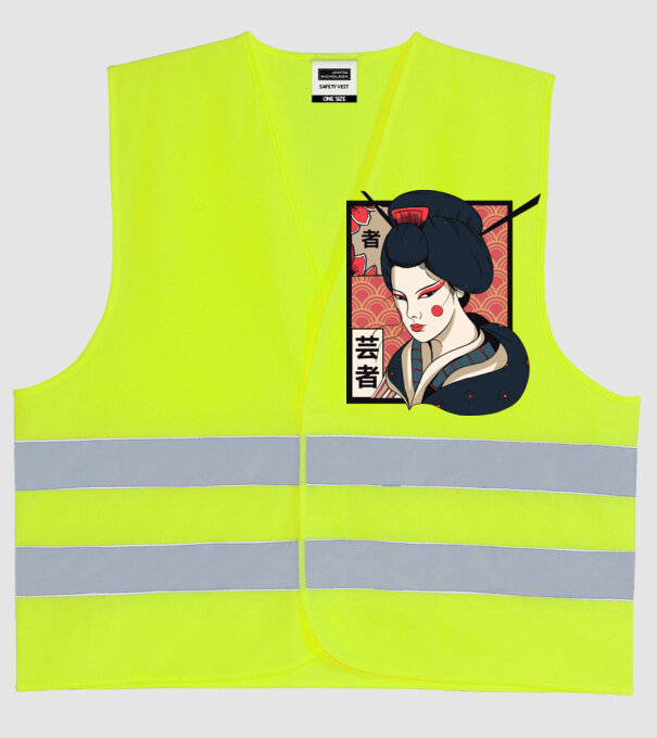 Geisha Japonia model galben neon pe tricou