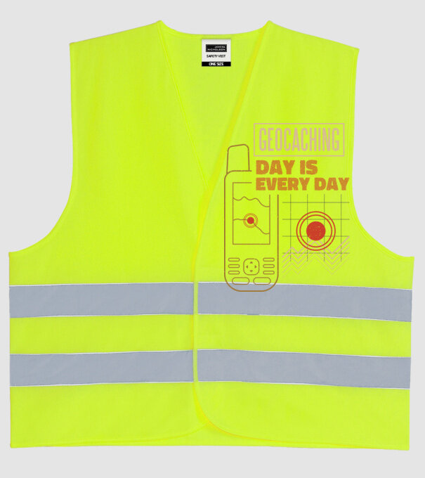 Geocaching model galben neon pe tricou