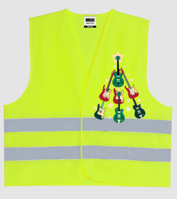 Pom de Crăciun Chitară model galben neon pe tricou