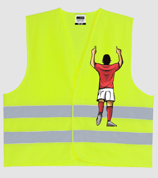 Fotbalist sărbătorind golul model galben neon pe tricou