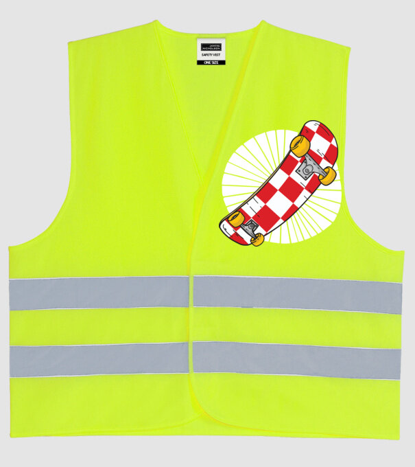 Skateboard model galben neon pe tricou