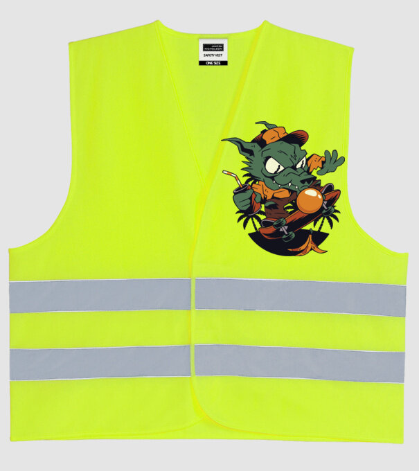 Vârcolac Skateboarder model galben neon pe tricou