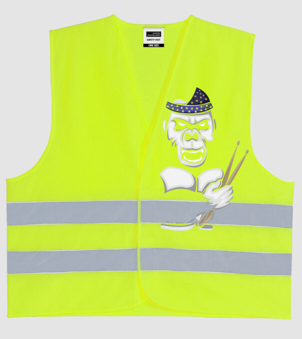 Gorilă Baterist model galben neon pe tricou
