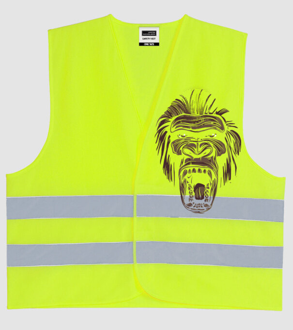 Gorilla Face model galben neon pe tricou