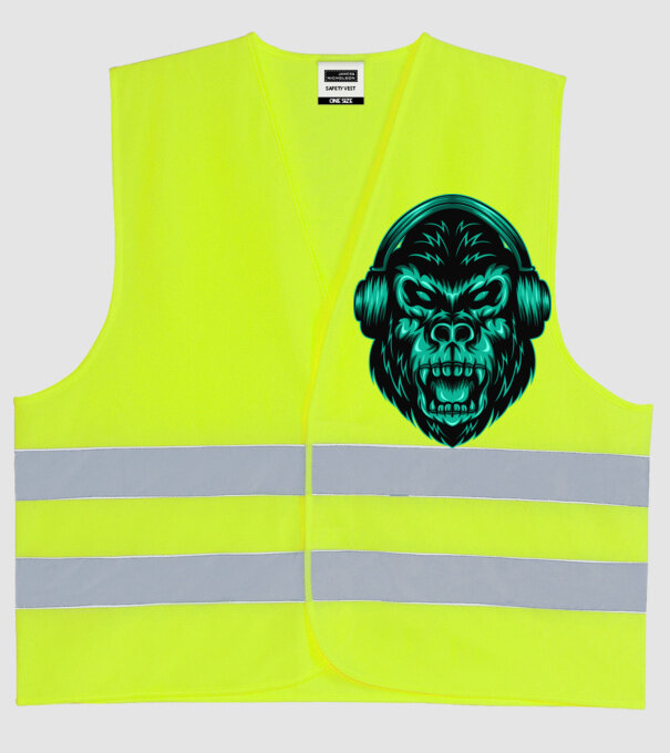 Gorilă căști model galben neon pe tricou