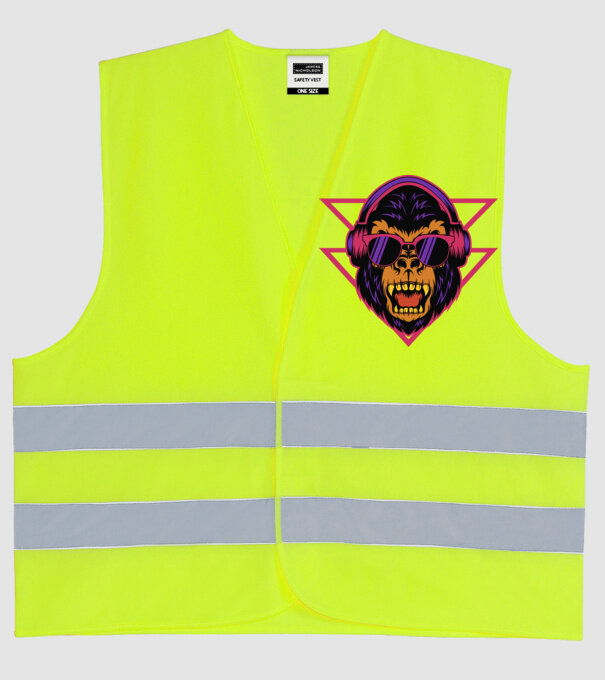 Căști Gorilă dj model galben neon pe tricou