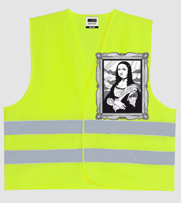 Mona Lisa gotică model galben neon pe tricou