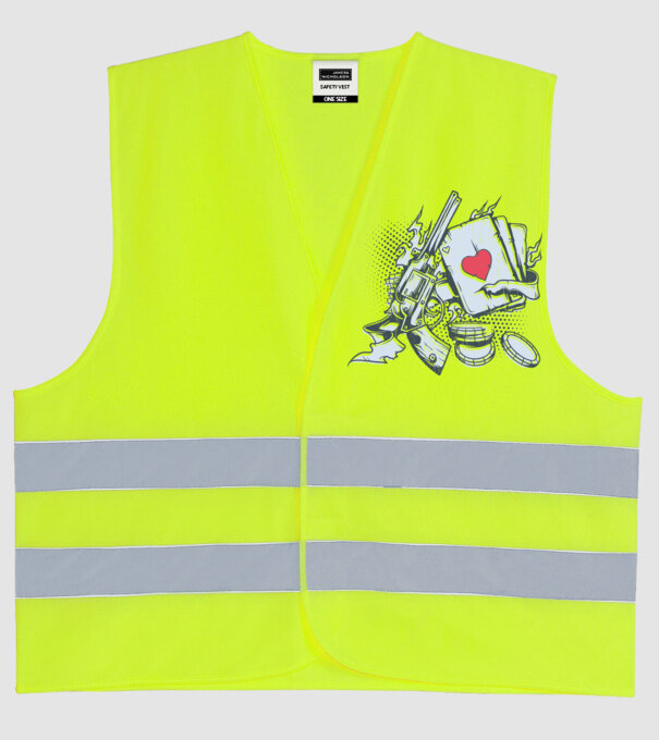 Gun with Cards model galben neon pe tricou