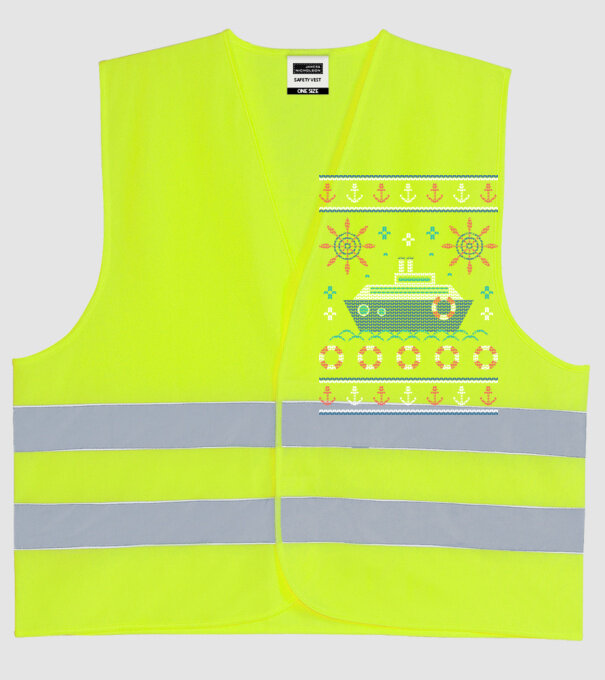 Pulover urât cu vapor model galben neon pe tricou