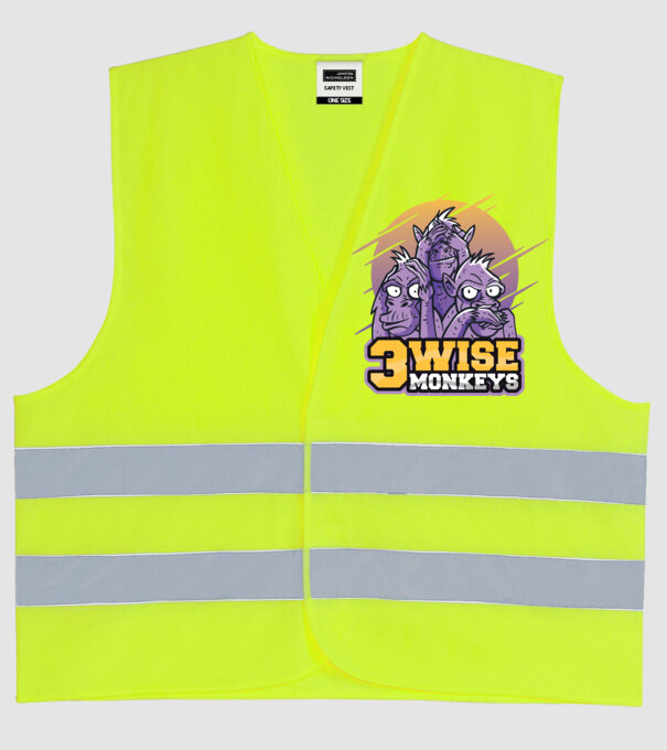 Trei maimuțe înțelepte model galben neon pe tricou