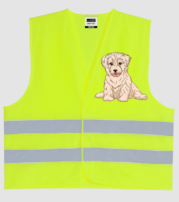 Câine Havanez model galben neon pe tricou