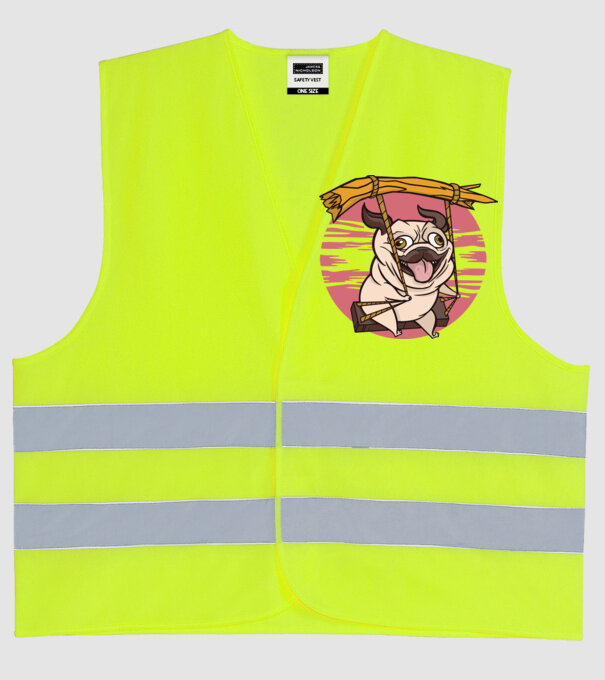 Mops cu leagăn model galben neon pe tricou