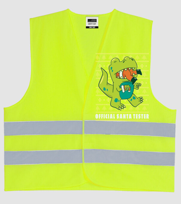 Tester oficial Moș Crăciun model galben neon pe tricou