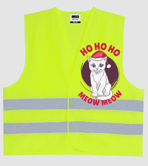 Ho Ho Ho Ho Ho Ho Ho Meow Meow Crăciun cu pisică model galben neon pe tricou