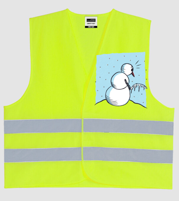 Om de zăpadă face pipi tricou amuzant model galben neon pe tricou