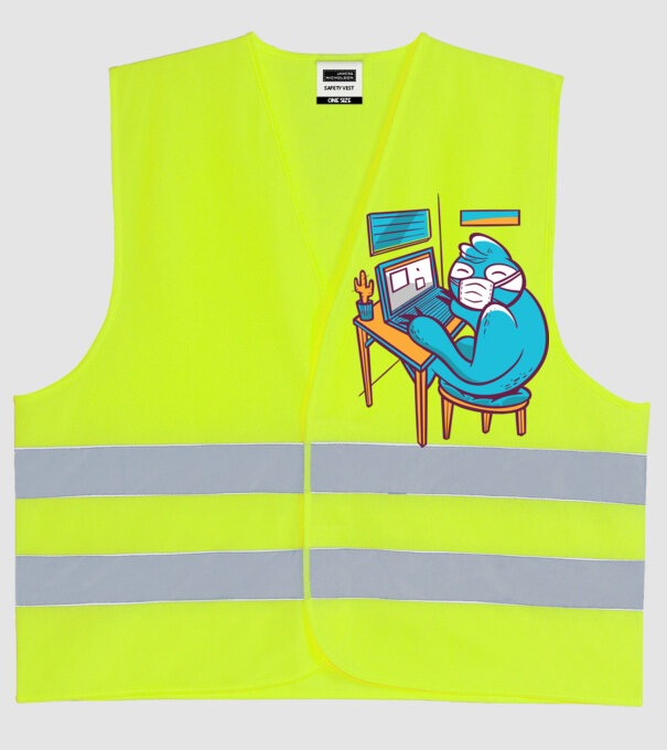 Leneș Home Office model galben neon pe tricou