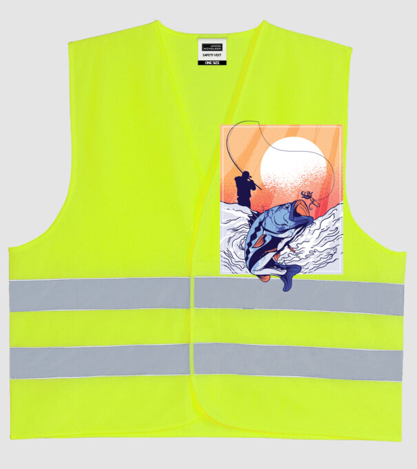 Tricou Pescar Retro model galben neon pe tricou