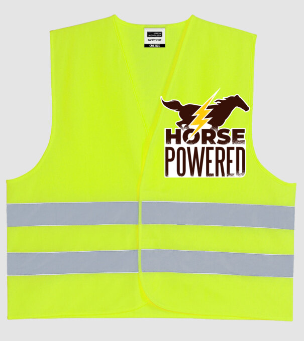 Horse Powered Cal-putere tricou călăreț model galben neon pe tricou