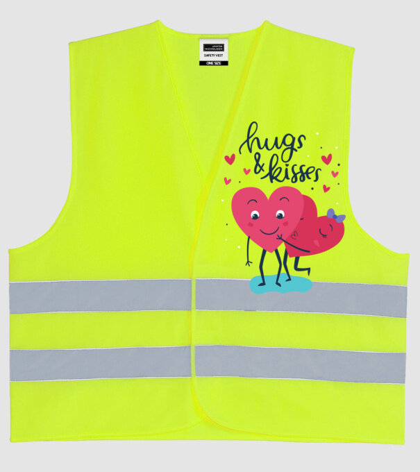 'Hugs and Kisses Tricou drăguț pentru Valentine''s Day' model galben neon pe tricou