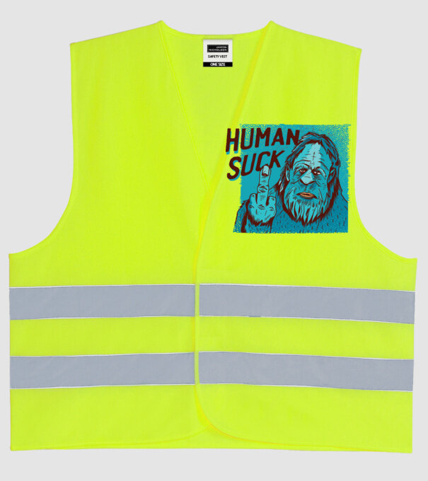 Human Suck - Yeti spune tricou amuzant antisocial model galben neon pe tricou