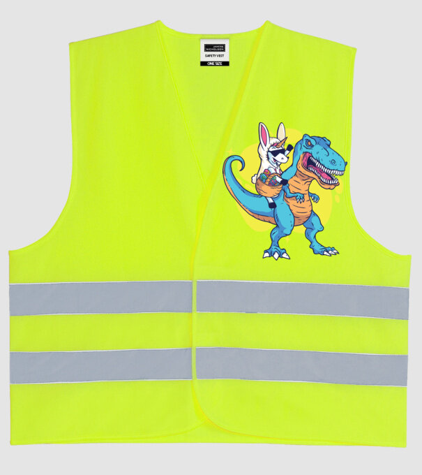 Dinozaur de Paște model galben neon pe tricou