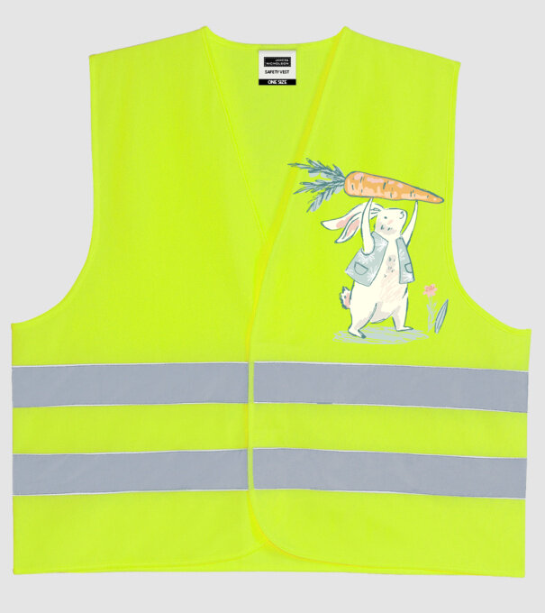 Iepuraș de Paște cu morcov model galben neon pe tricou