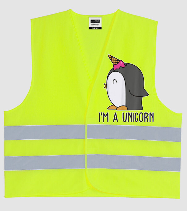 'I''m a unicorn - penguin' model galben neon pe tricou