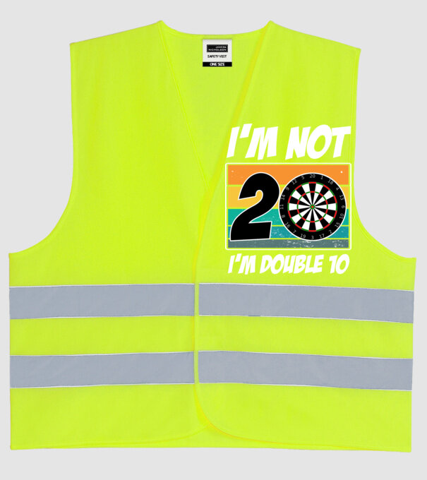 'I''m not 20 I''m double 10 darts birthday' model galben neon pe tricou
