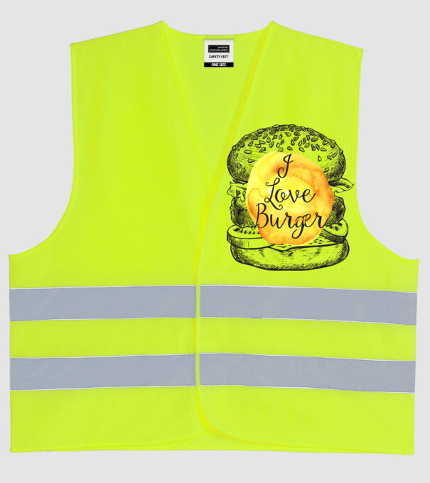 I love burger model galben neon pe tricou