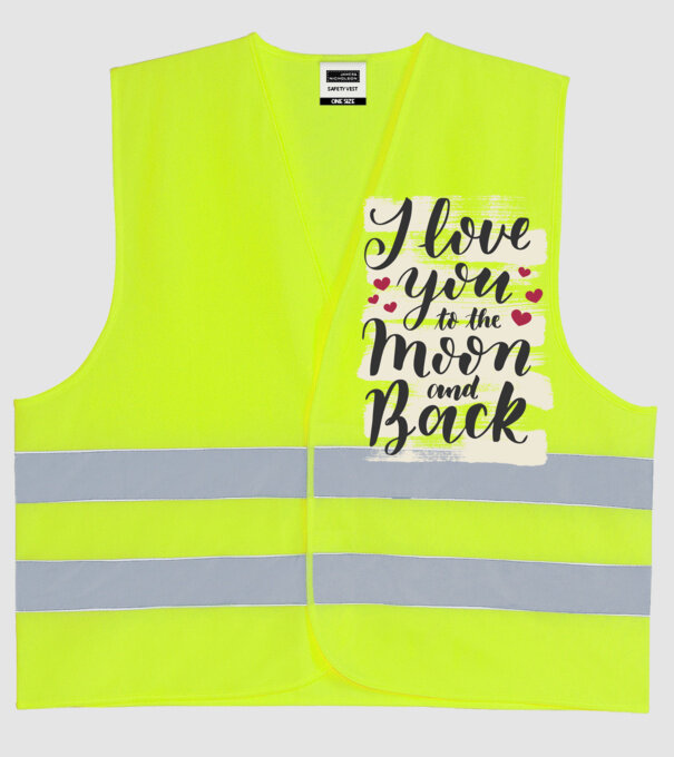 'I love you to the moon and back tricou drăguț Valentine''s Day' model galben neon pe tricou