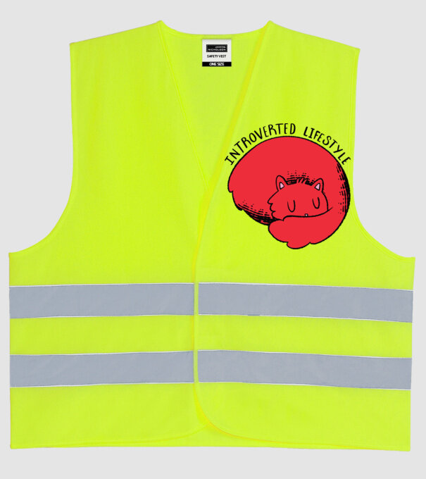 Pisică Introvertită model galben neon pe tricou
