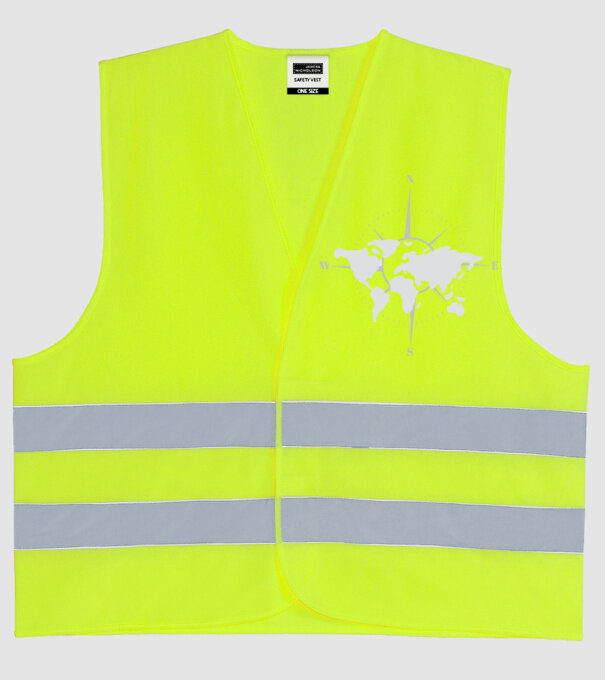 Busolă model galben neon pe tricou