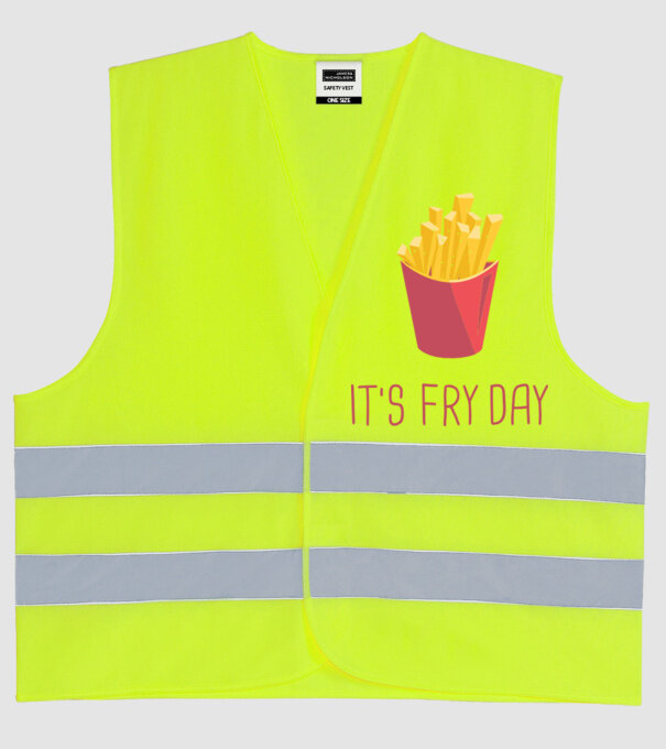 'It''s Fry Day' model galben neon pe tricou