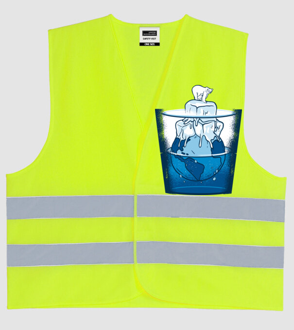 Ursul polar în pericol încălzirea globală model galben neon pe tricou