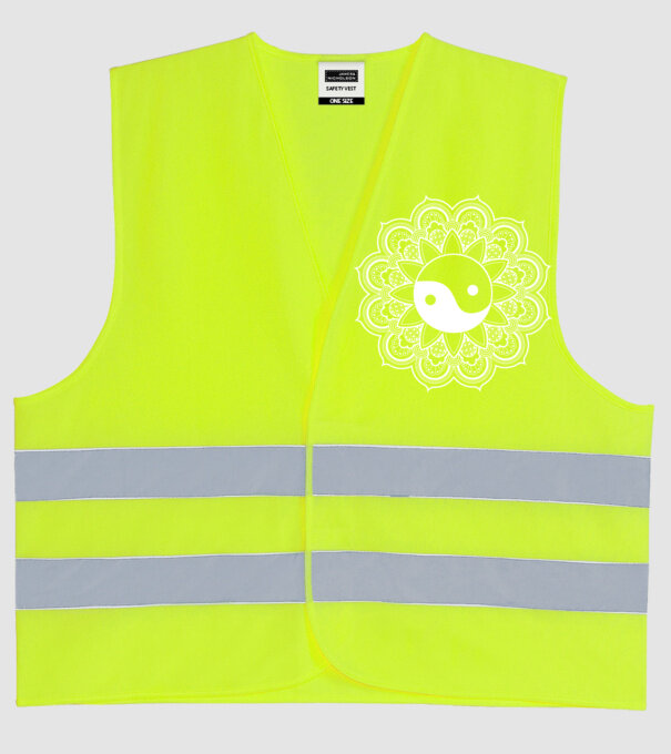 Yin-Yang Mandala model galben neon pe tricou