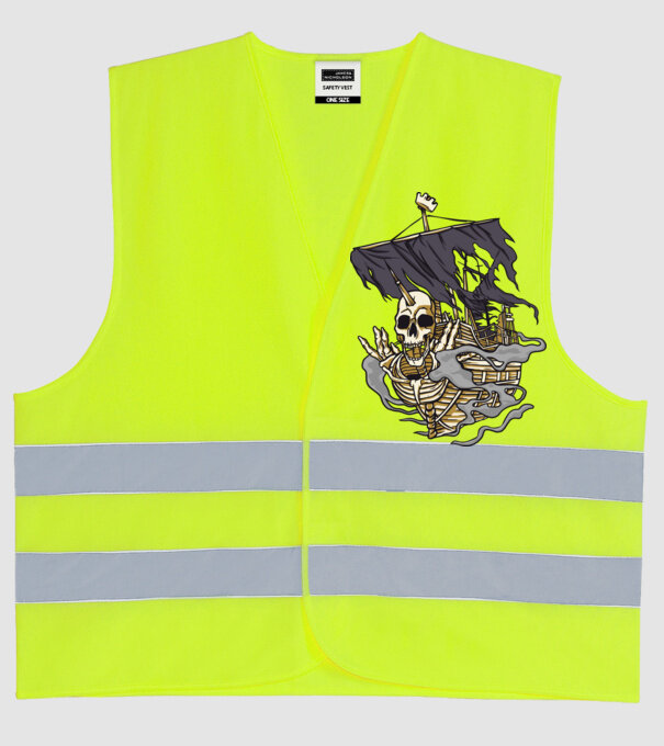 Nava piraților model galben neon pe tricou
