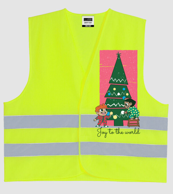 Împodobire pom de Crăciun model galben neon pe tricou