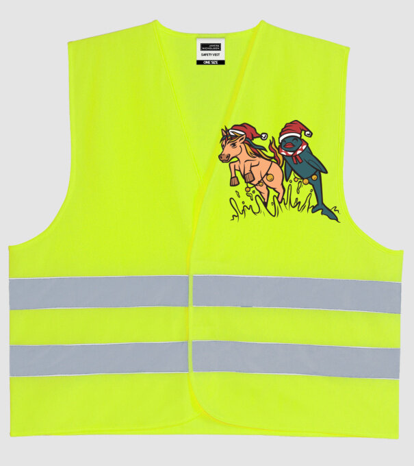 Animale de Crăciun model galben neon pe tricou