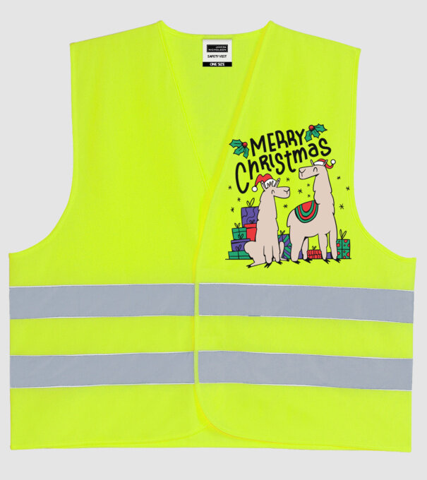 Alpaca de Crăciun model galben neon pe tricou