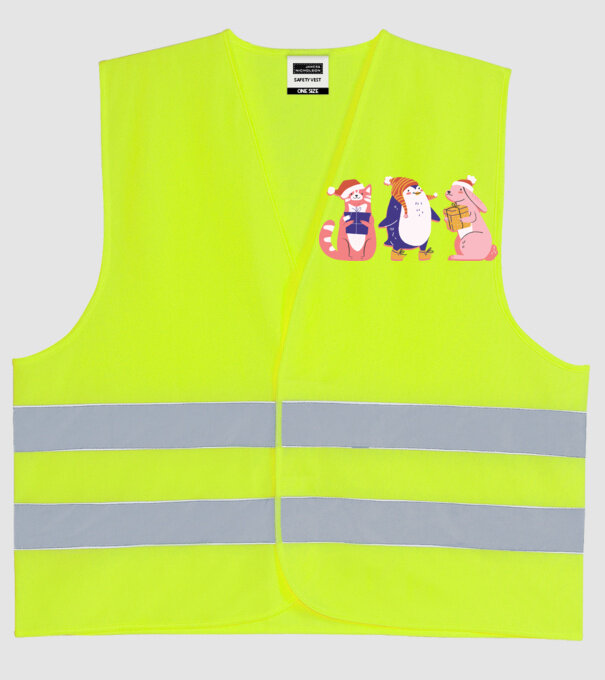 Animale drăguțe de Crăciun model galben neon pe tricou