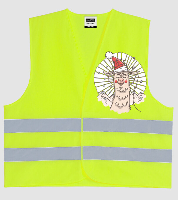 Llama de Crăciun model galben neon pe tricou