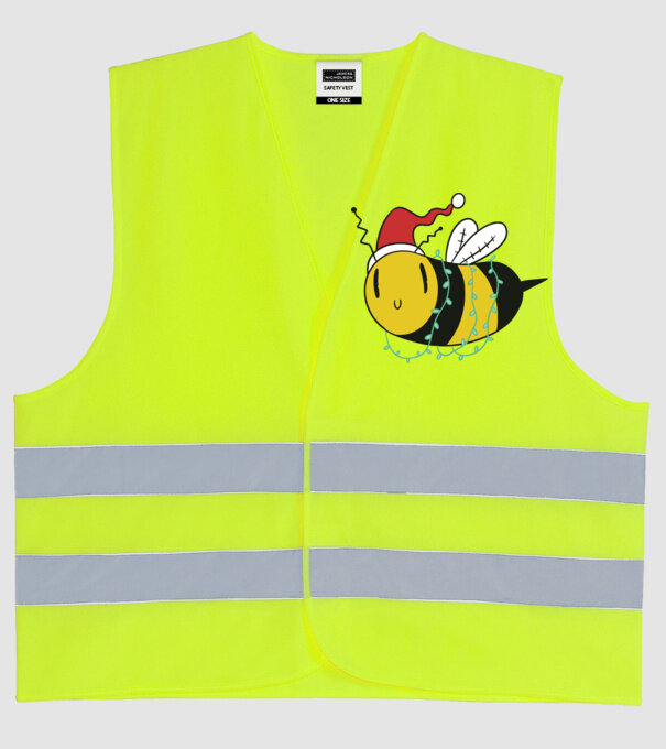 Albină de Crăciun model galben neon pe tricou