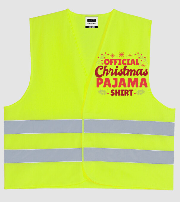 Pijama de Crăciun model galben neon pe tricou