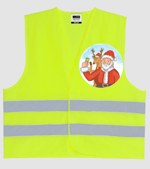 Selfie de Crăciun model galben neon pe tricou
