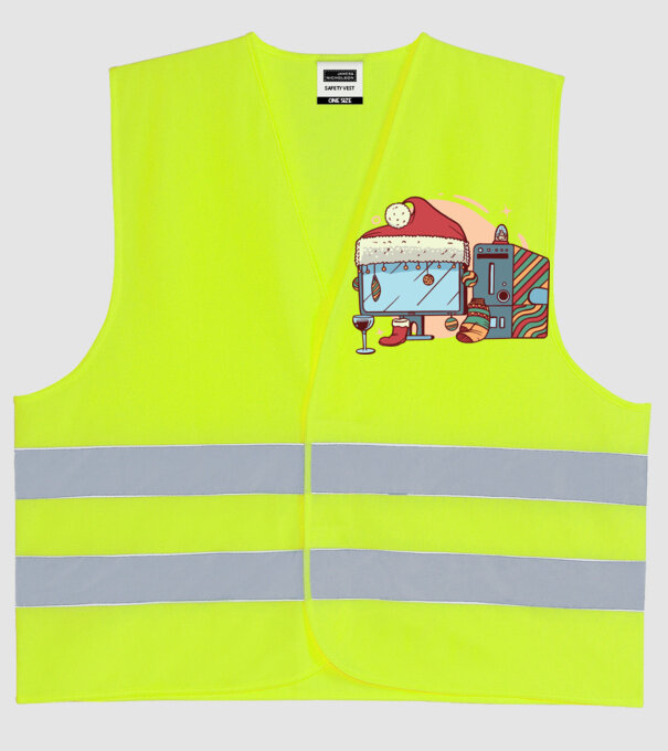 Computer de Crăciun model galben neon pe tricou