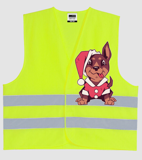 Teckel de Crăciun model galben neon pe tricou