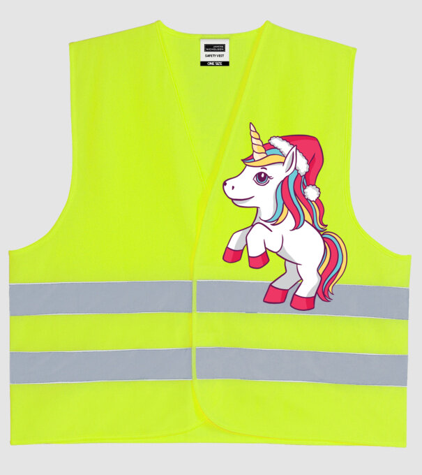 Unicorn de Crăciun model galben neon pe tricou