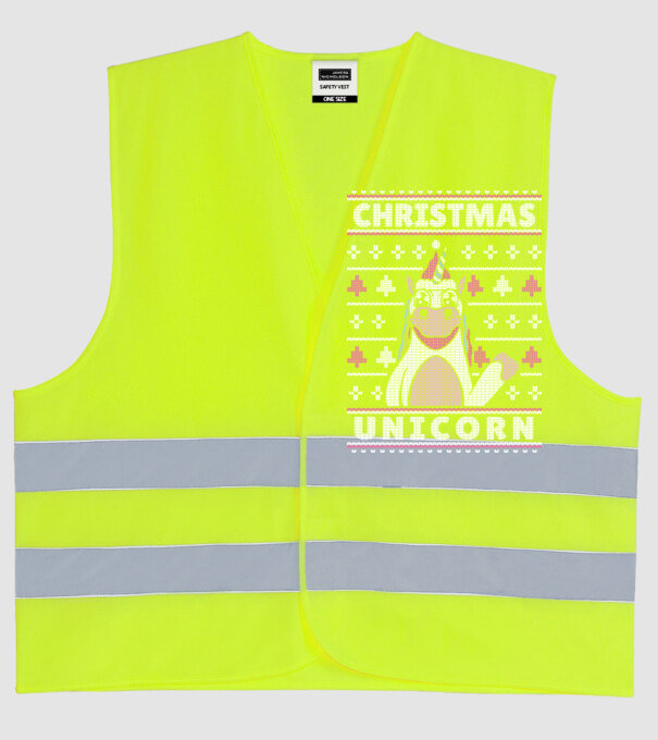 Unicorn de Crăciun pulover urât model galben neon pe tricou
